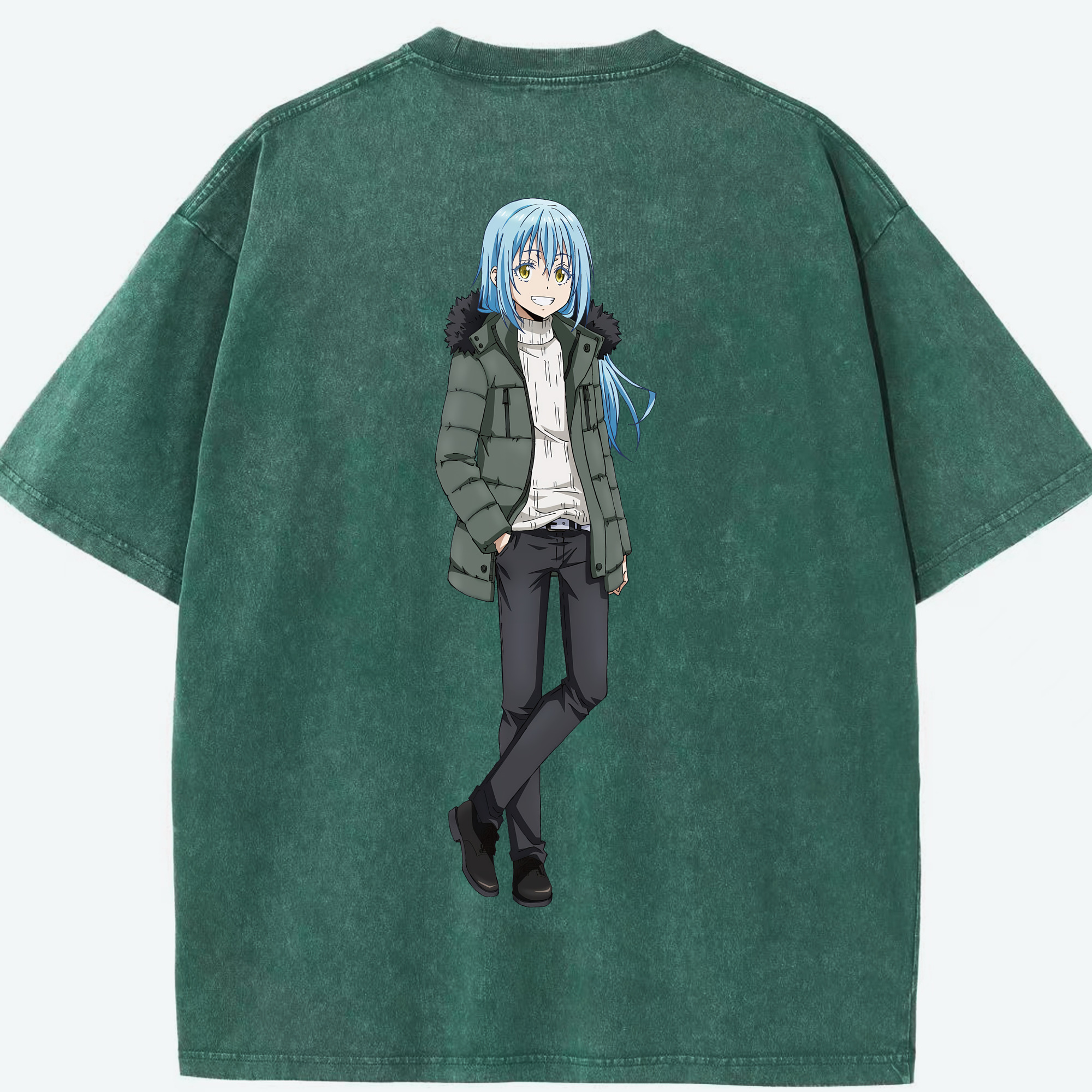 （画像用） 転スラ Regarding Reincarnated to Slime 綿100% ヴィンテージ風 半袖Tシャツ（背面プリント）